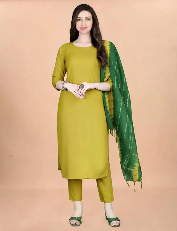 Yellow_Cotton_Straight_Kurta_Set_With_Dupatta_For_Women
