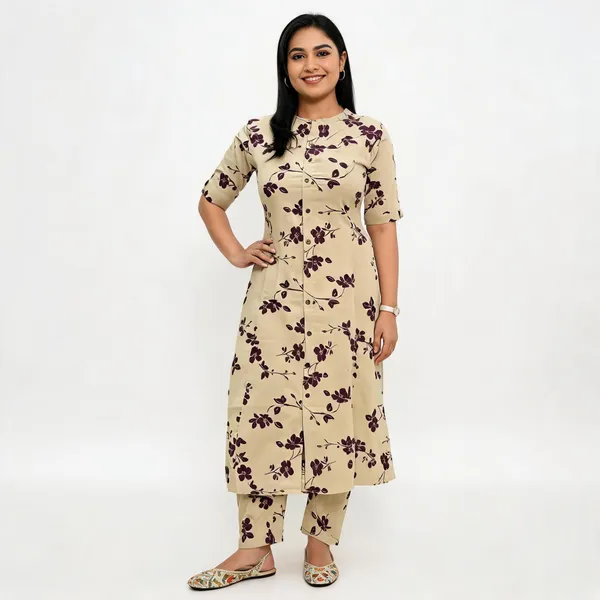 Beige_Cotton_Straight_Floral_Kurta_Set_For_Women