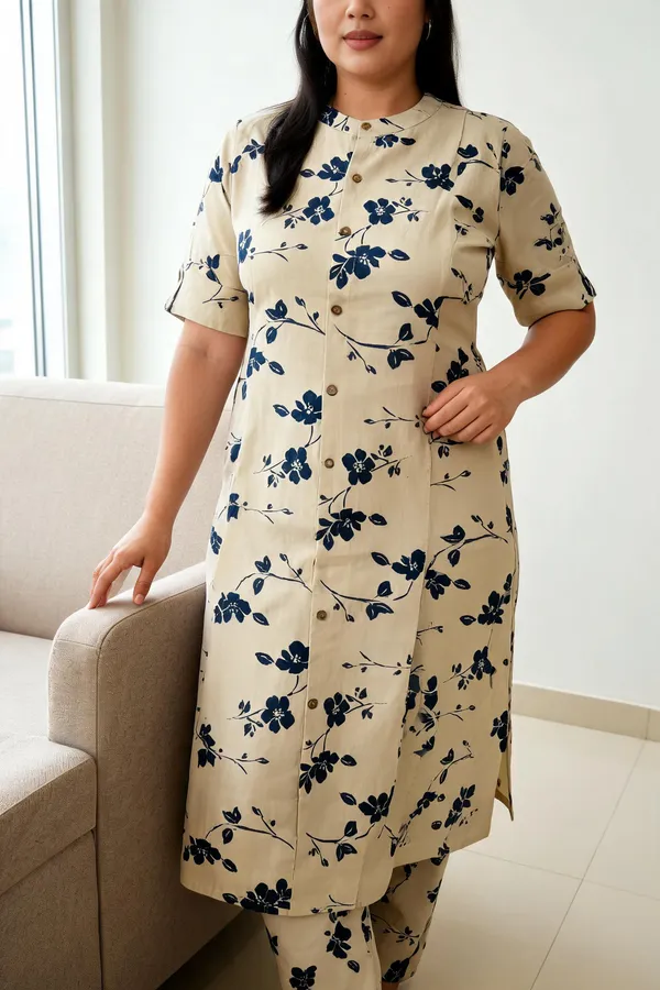Beige_Cotton_Straight_Floral_Kurta_Set_For_Women