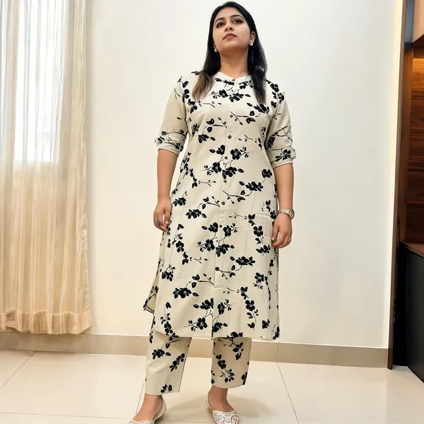 Cream_Cotton_Floral_Straight_Kurta_Set_For_Women