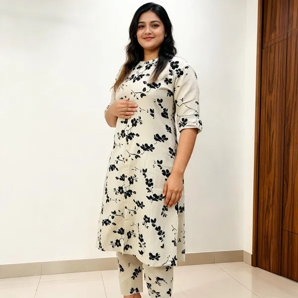 Cream_Cotton_Floral_Straight_Kurta_Set_For_Women