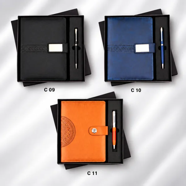 Personalized_Orange_Leatherette_Diary_&_Pen_Gift_Set_-_Premium_Corporate_Gift