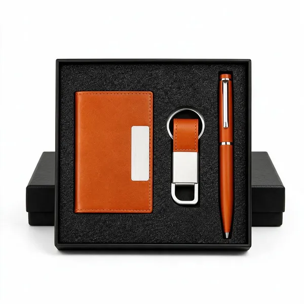 Premium_Orange_Notebook,_Pen_And_Keychain_Gift_Set_Executive_Corporate_Gift_Box
