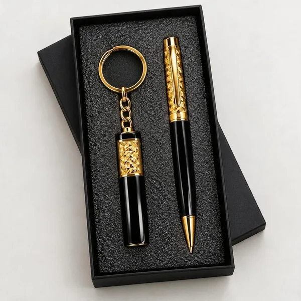 Premium_Black_And_Gold_Pen_with_Keychain_Gift_Set_Luxury_Corporate_Gift_Box