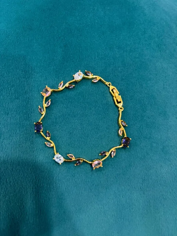 Gold_Stainless_Steel_Multicolor_Stone_Link_Bracelet_For_Women