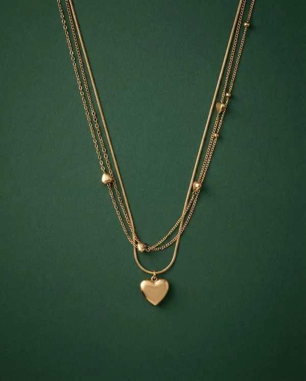 Gold_Stainless_Steel_Layered_Heart_Pendant_Necklace_For_Women