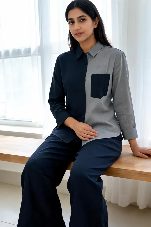 Navy_Blue_And_Grey_Linen_Wide_Leg_Shirt_Palazzo_Set_For_Women