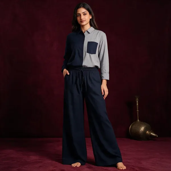 Navy_Blue_And_Grey_Linen_Wide_Leg_Shirt_Palazzo_Set_For_Women