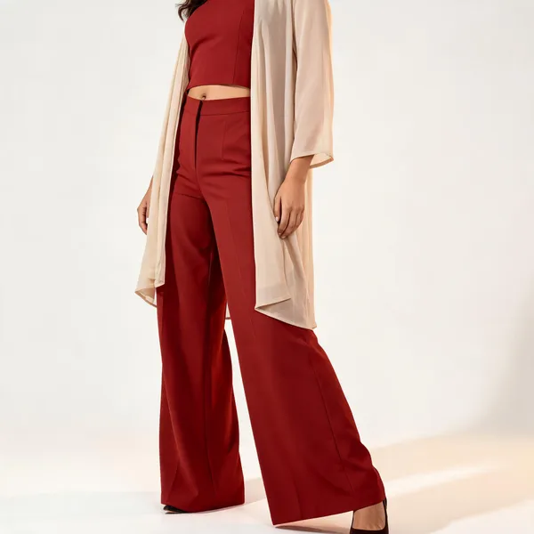 Rust_Polyester_Wide_Leg_Pants_For_Women