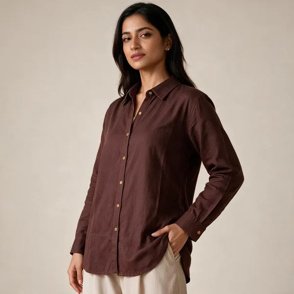 Brown_Linen_Relaxed_Full_Sleeve_Shirt_For_Women
