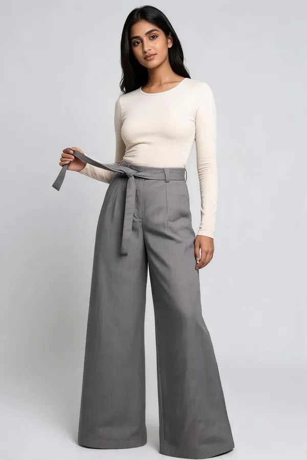 Grey_Denim_Wide_Leg_Belted_Trousers_For_Women