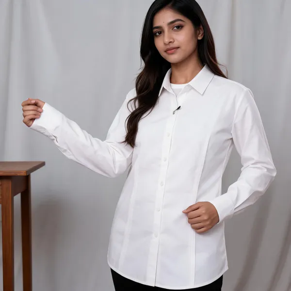White_Cotton_Tailored_Long_Sleeve_Shirt_For_Women