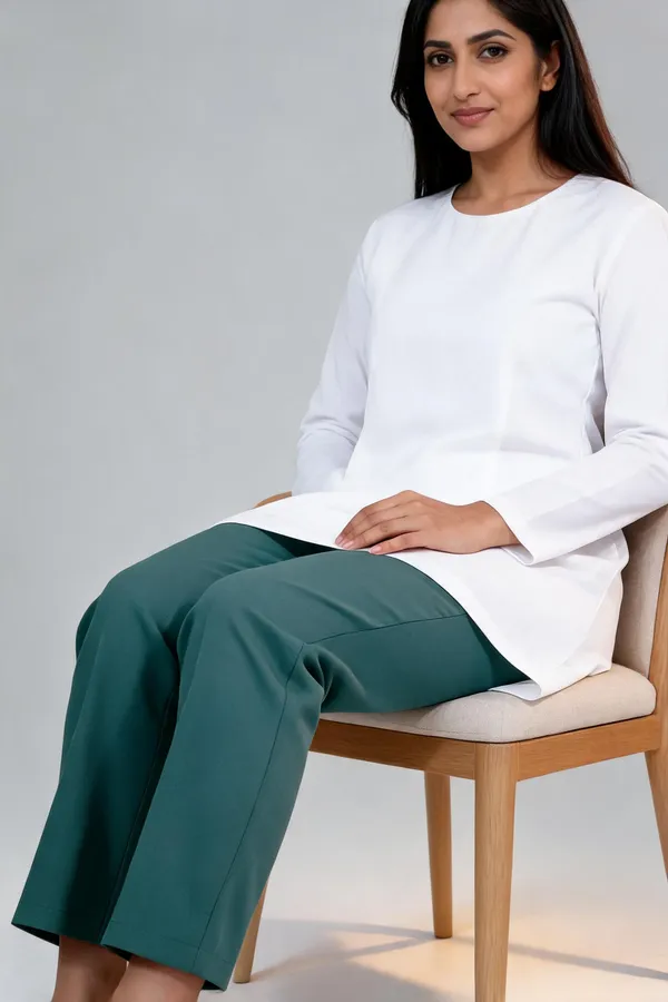 Teal_And_Mint_Green_Straight_Fit_Pleated_Trousers_For_Women