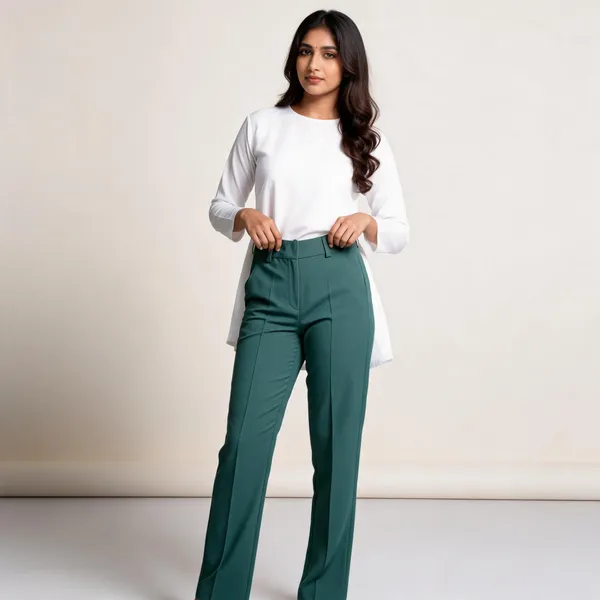 Teal_And_Mint_Green_Straight_Fit_Pleated_Trousers_For_Women