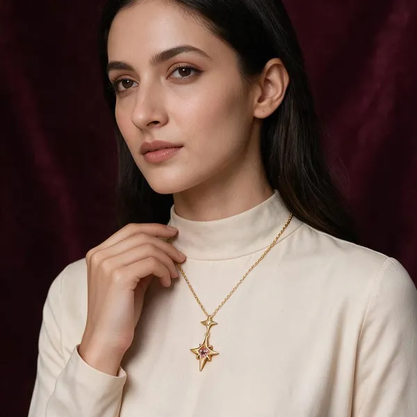 Gold_Stainless_Steel_Star_Pendant_Necklace_For_Women