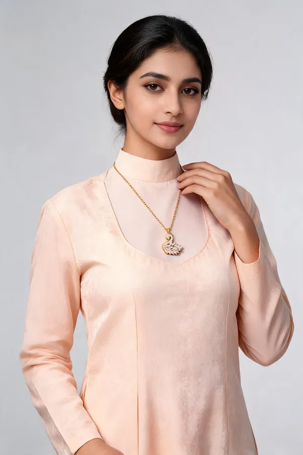 Gold_Stainless_Steel_Swan_Pendant_Necklace_For_Women