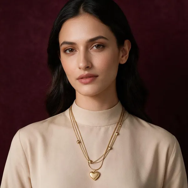 Gold_Stainless_Steel_Layered_Heart_Pendant_Necklace_For_Women