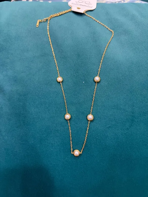 Gold_Tone_Stainless_Steel_Layered_Pearl_Accent_Drop_Necklace_For_Women