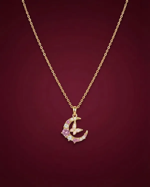 Gold_Stainless_Steel_Crescent_Moon_Pendant_Necklace_For_Women