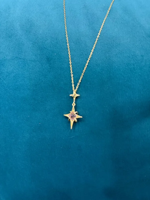 Gold_Stainless_Steel_Dual_Star_Pendant_Necklace_For_Women