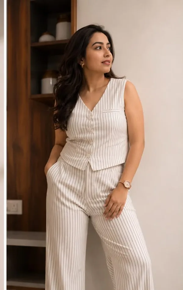 White_Pintres_Stripped_co_ord_Set_