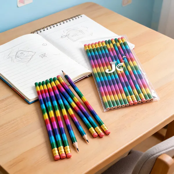 12-Piece_Multicolour_Striped_Wooden_Pencil_Set