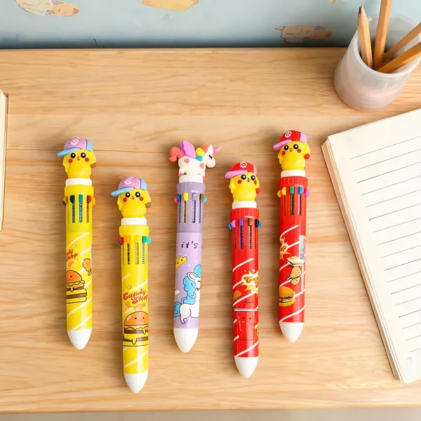 10_In_1_Multi_Color_Ball_Pen_With_Cute_Catoon_Topper_Set_Of_5_Pens