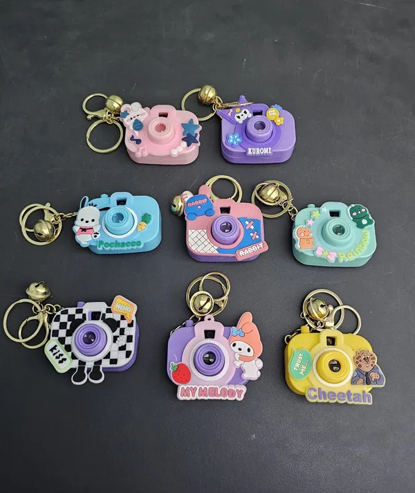 Multicolor_Cartoon_Camera_Keychain_Set_Of_8_For_Everyday_Use