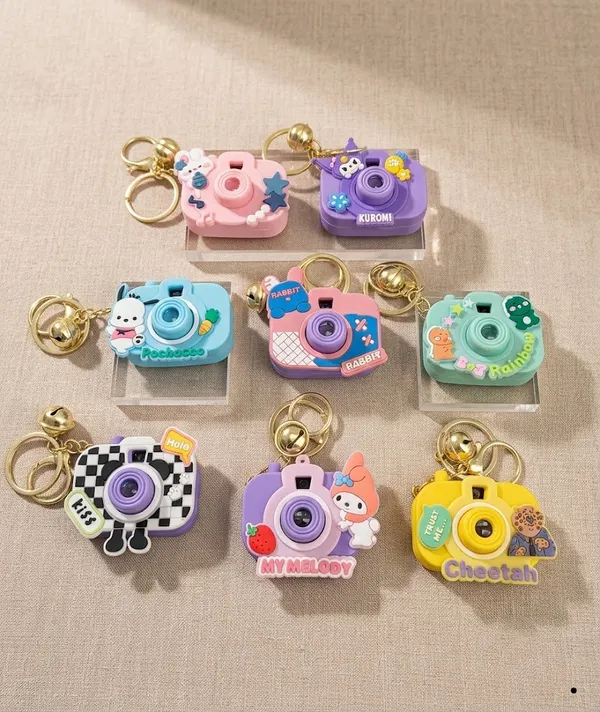 Multicolor_Cartoon_Camera_Keychain_Set_Of_8_For_Everyday_Use
