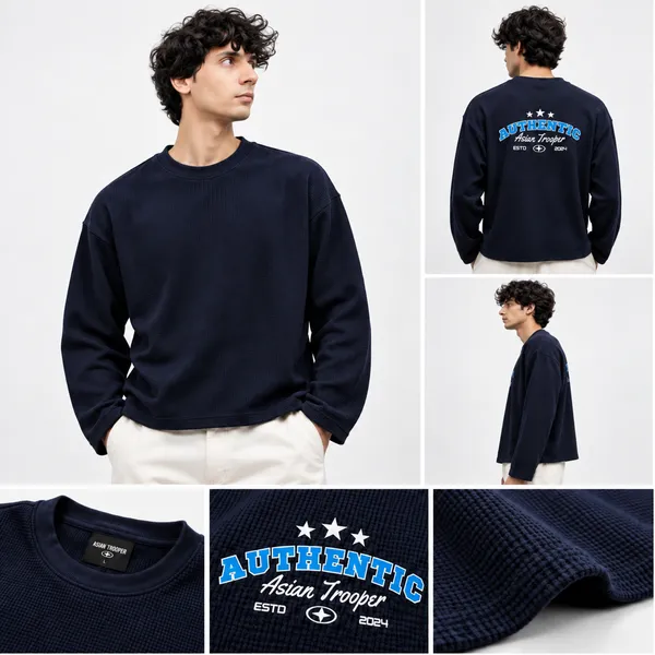 WAFFLE_BLACK_FULL_SLEEVE_T-SHIRT