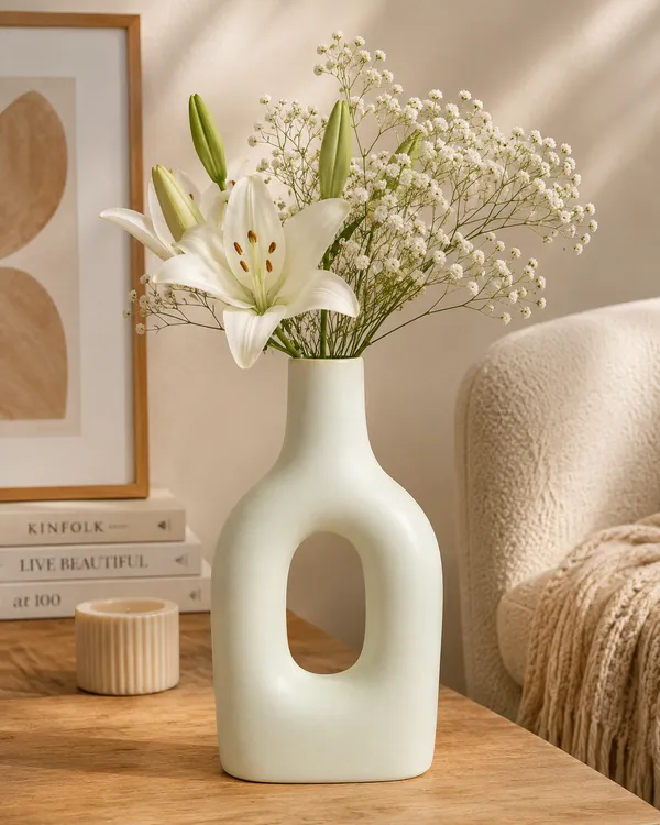 Ceramic_Sculptural_Solid_Color_Loop_Handle_Vase