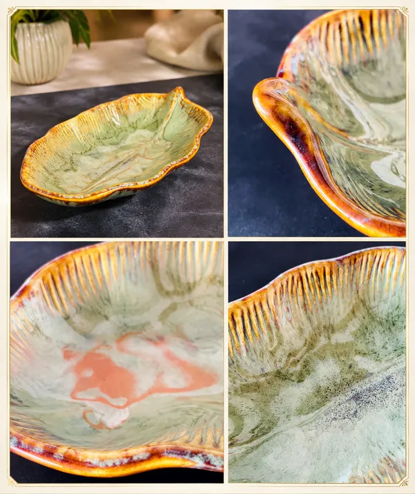 Ceramic_Leaf_Shaped_Textured_Serving_Bowl_Set