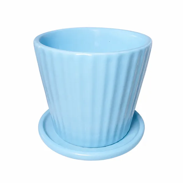 Ceramic_Ribbed_Plant_Pot_With_Saucer