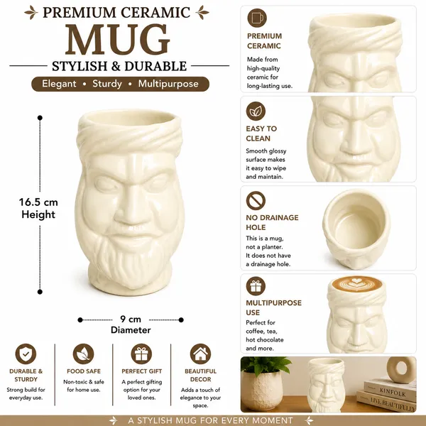 White_Ceramic_Bearded_Face_Novelty_Mug