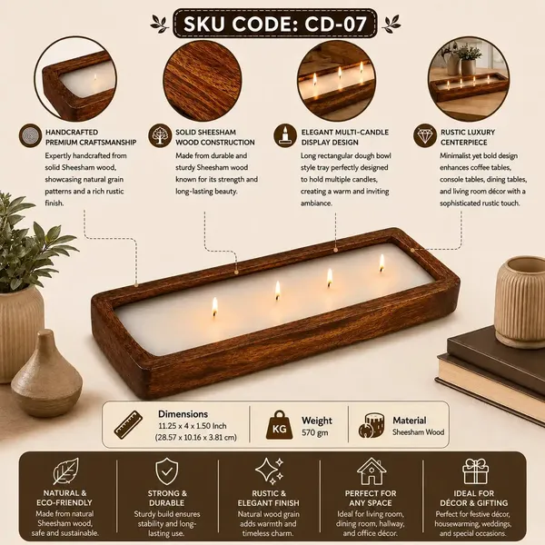 Sheesham_Rustic_Rectangular_Multi_Candle_Holder
