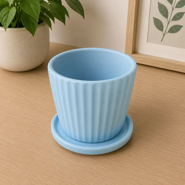 Ceramic_Ribbed_Plant_Pot_With_Saucer