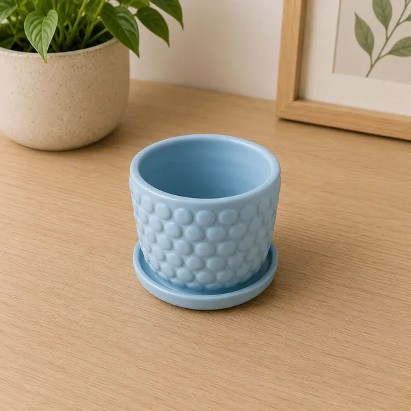 Ceramic_Textured_Plant_Pot_With_Saucer