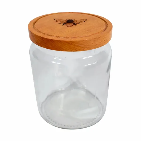 Glass_Wooden_Lid_Bee_Engraved_Storage_Jar_Set