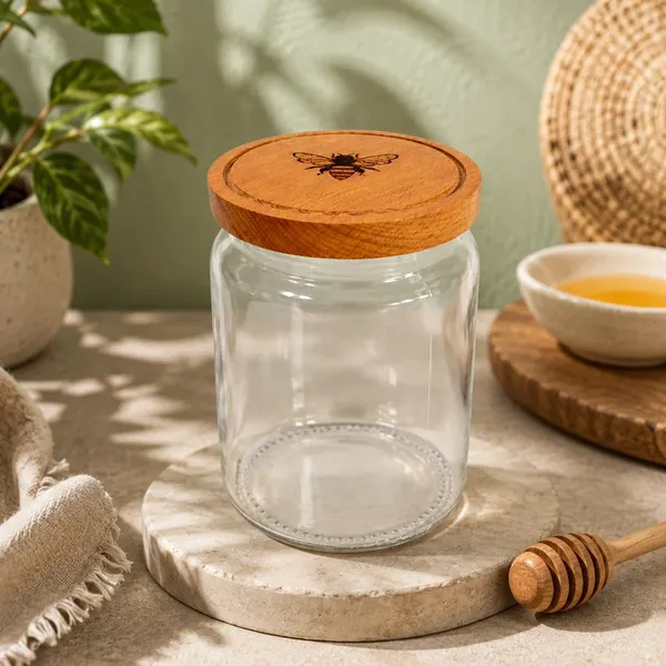 Glass_Wooden_Lid_Bee_Engraved_Storage_Jar_Set