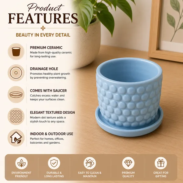 Ceramic_Textured_Plant_Pot_With_Saucer
