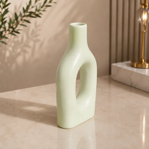 Ceramic_Sculptural_Solid_Color_Loop_Handle_Vase