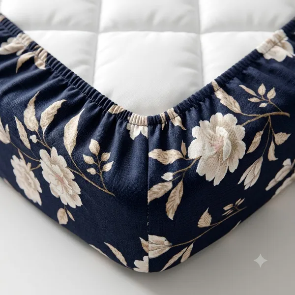 Blue_Floral_Elastic_Fitted_Woolen_Winter_King_size_Bedsheet_with_Pillow_cover