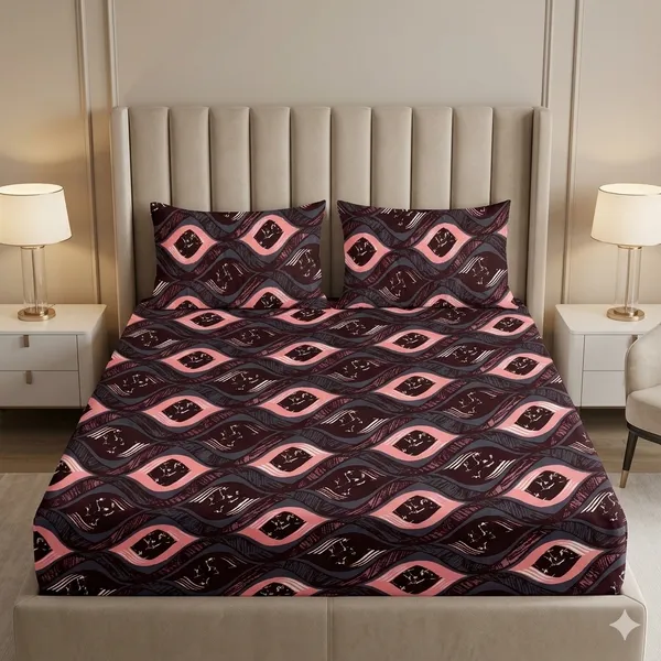 Abstract_Printed_Elastic_Fitted_Woolen_Winter_King_size_Bedsheet_with_Pillow_cover