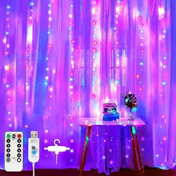 300_Led_Curtain_String_Lights_8_Lighting_Modes_3_Meter_Fairy_Lights_For_Indoor_And_Outdoor_Use_Ideal_For_Diwali_Christmas_Weddings_Usb_Powered_With_Remote_Multi_Color_1