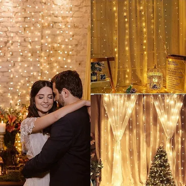 300_Led_Curtain_String_Lights_8_Lighting_Modes_3_Meter_Fairy_Lights_For_Indoor_And_Outdoor_Use_Ideal_For_Diwali_Christmas_Weddings_Usb_Powered_With_Remote_Ww_Color_1