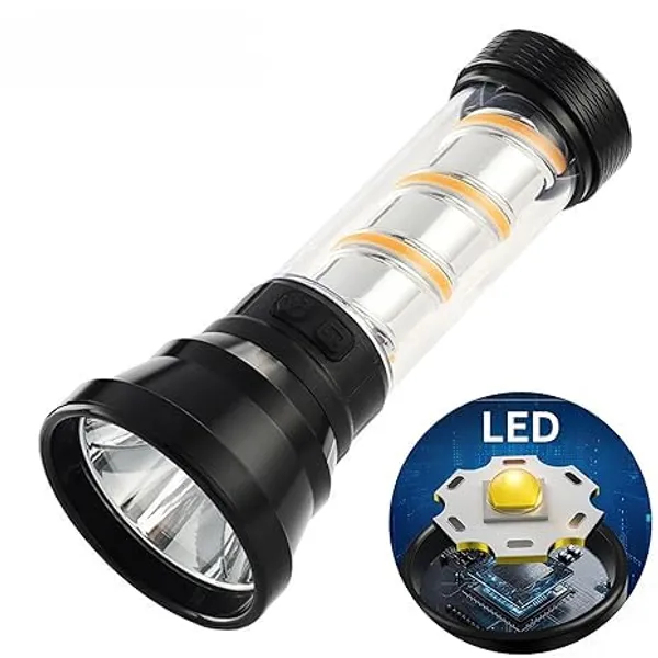 High_Intensity_Led_Flashlight_Usb_Rechargeable_Multifunction_Torch_And_Emergency_Light_Perfect_For_Outdoor_And_Emergency_Situations_Multicolor