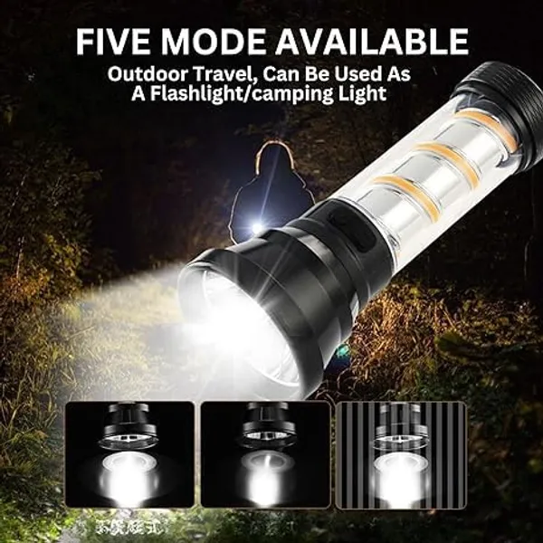 High_Intensity_Led_Flashlight_Usb_Rechargeable_Multifunction_Torch_And_Emergency_Light_Perfect_For_Outdoor_And_Emergency_Situations_Multicolor