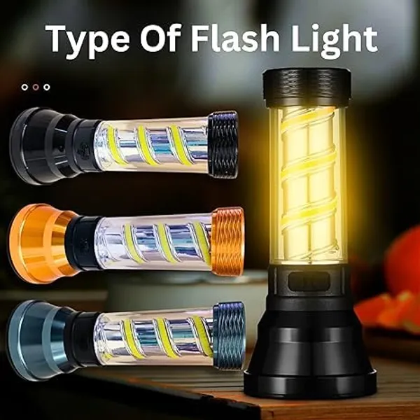High_Intensity_Led_Flashlight_Usb_Rechargeable_Multifunction_Torch_And_Emergency_Light_Perfect_For_Outdoor_And_Emergency_Situations_Multicolor