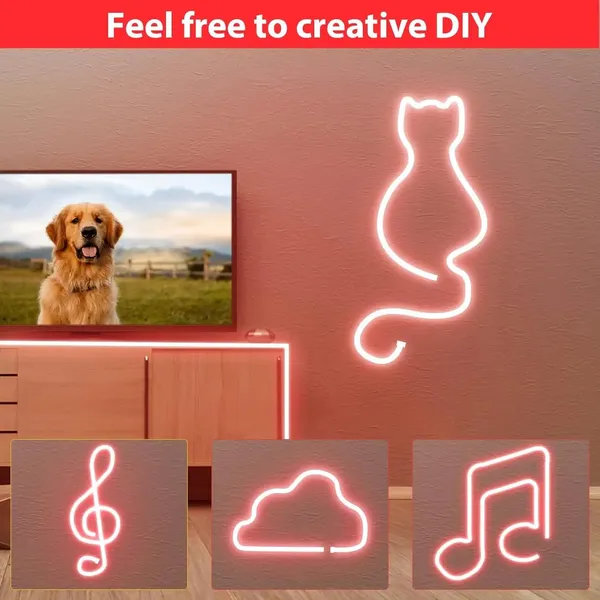 KAVYASHINE_600Led_Neon_Rope_Light_16_4Feet_12V_Adapter_For_Home_Bedroom_Gaming_Room_Wall_Decor_Flexible_Silicone_Continuous_Dot_Free_Glow_5_Meter_Red
