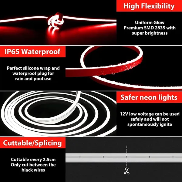 KAVYASHINE_600Led_Neon_Rope_Light_16_4Feet_12V_Adapter_For_Home_Bedroom_Gaming_Room_Wall_Decor_Flexible_Silicone_Continuous_Dot_Free_Glow_5_Meter_Red